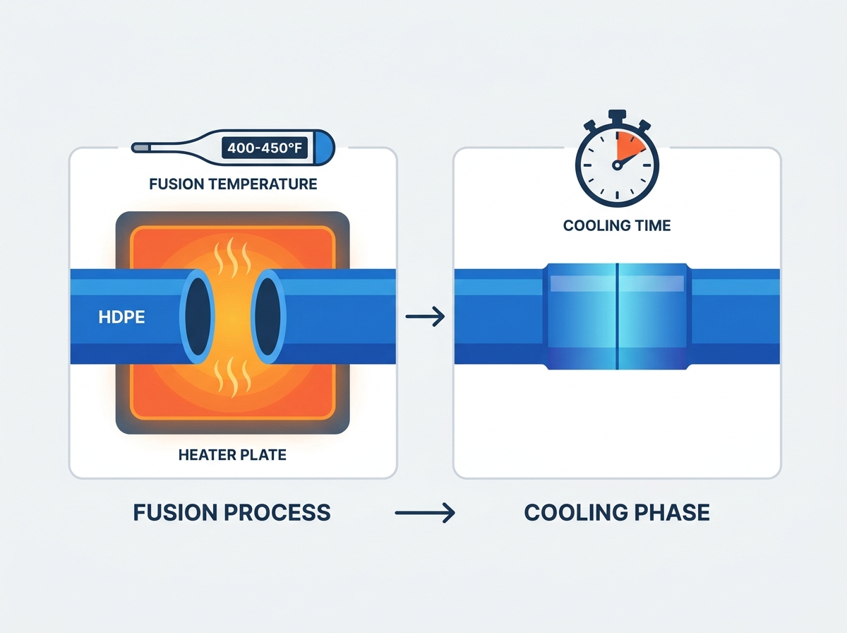 HDPE fusion temperature control and pipe joining process