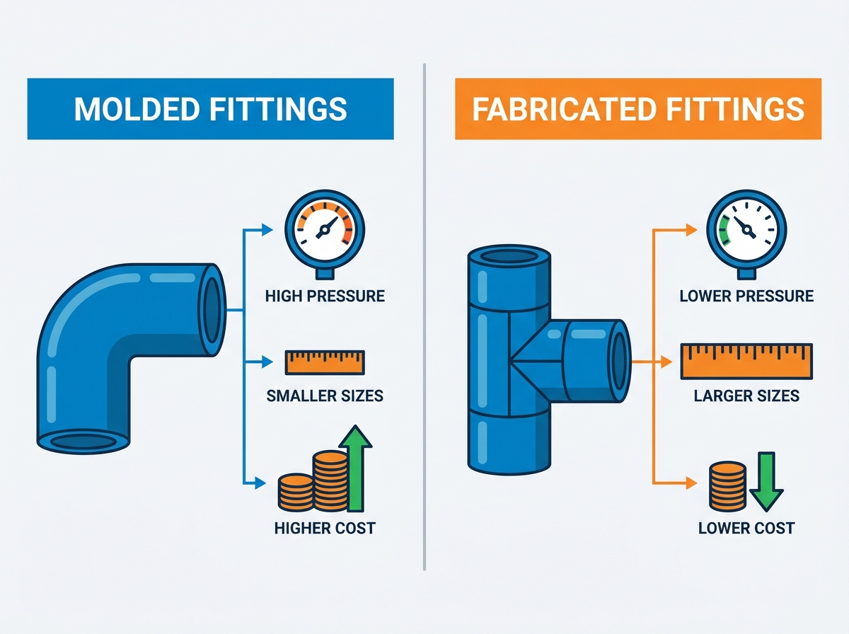Comparison of molded and fabricated HDPE pipe fittings in a trench